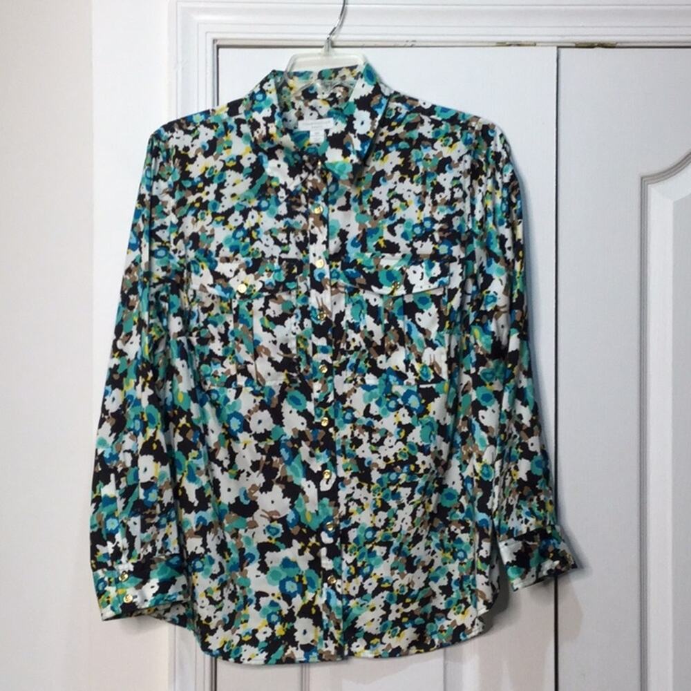 Charter club 18w teal floral blouse worn once